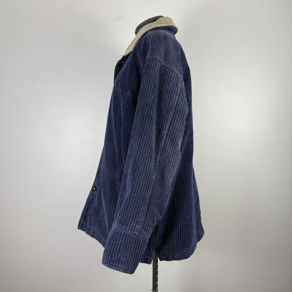 Vintage 90s NO FEAR Wide-Wale Corduroy Jacket, Faux Sherpa Collar, Made in Hong - Picture 11 of 14